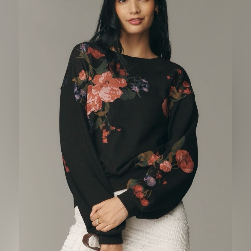 Anthropologie’s Niki Black Floral Sweatshirt from Pilcro